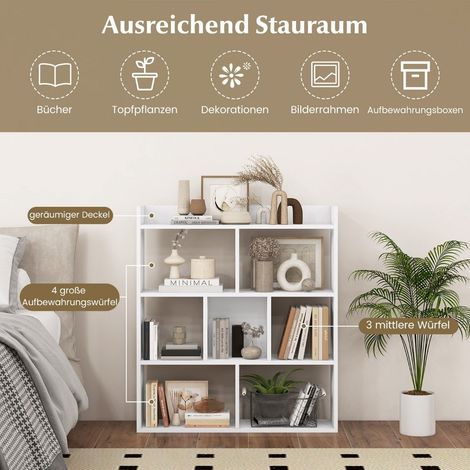 Libreria con 7 cubi schienale aperto 80x20x90 cm bianco