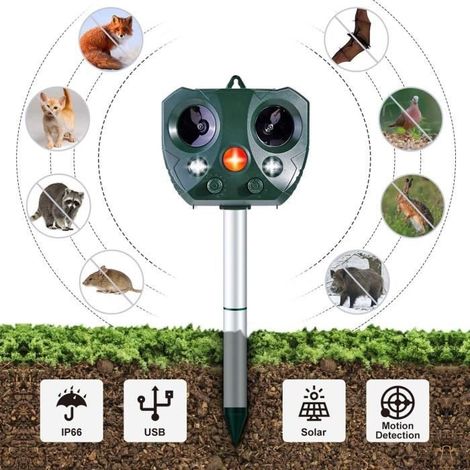 NetBoat Répulsif Chat Exterieur- Répulsif Chat Ultrason Solaire Sensibilité et Fréquence Réglable Ultrason (2 pcs) (1/4)