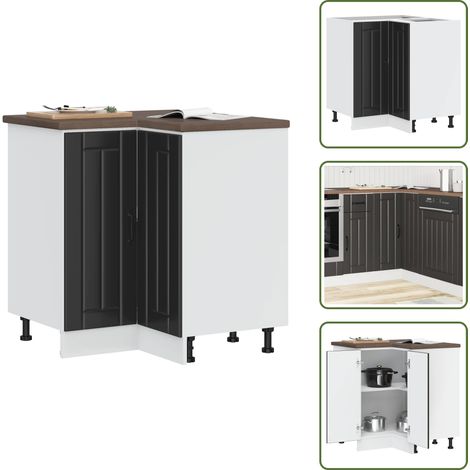 Archiviazione cucina - vidaXL Mobile Base ad Angolo Cucina Lucca Nero in Legno Multistrato - Base cucina in truciolato