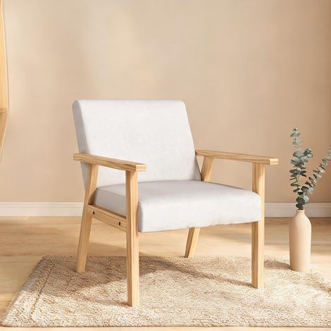 Fauteuil coloris cream blanc en lin 64 x 70 x 72 cm (1/5)