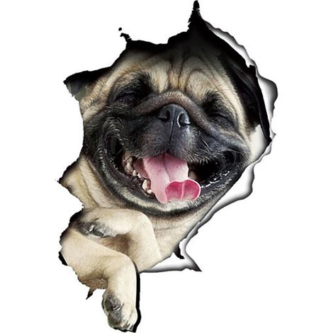 3D Joyeux autocollants de chien habba drôle et réaliste décoration de mur réfrigérateur (1/5)