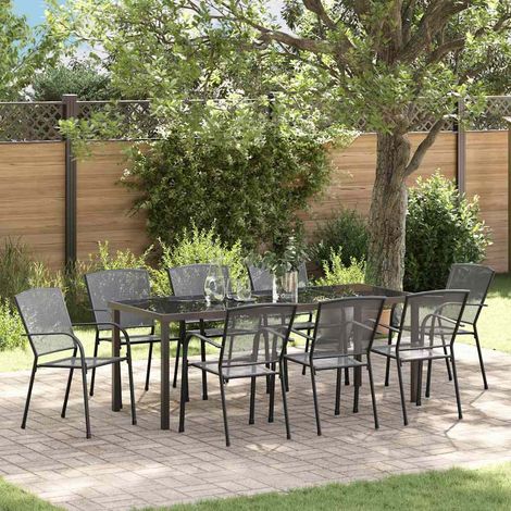 Garten Essgruppe 9 pcs Anthrazit Pulverbeschichteter Stahl
