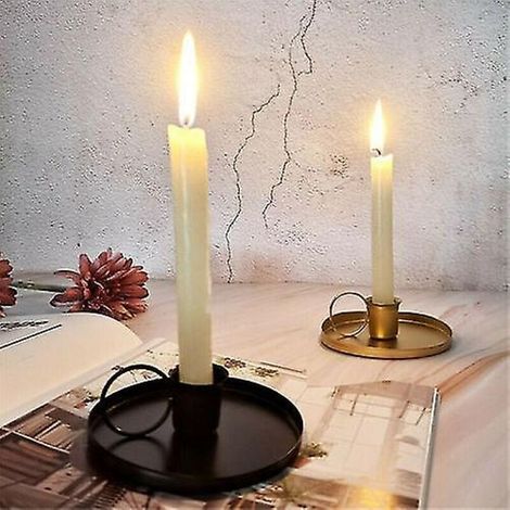Lot de 2 bougeoirs rétro en métal pour décoration de bureau, pour la maison, pour un mariage (1/3)