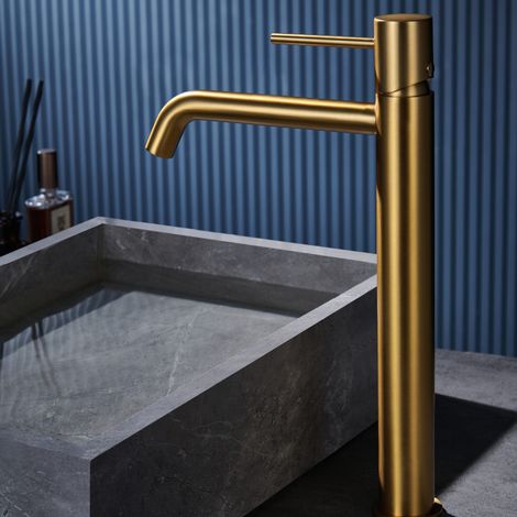 Imex - Grifo Monomando Lavabo Caño Alto Oro Serie Monza (1/5)