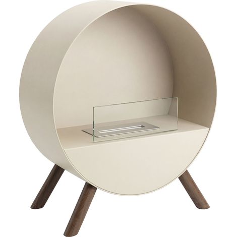 Venere - Bioethanol-Standkamin 60x72x30 cm mit 1-Liter-Brenner und Füßen aus taupefarbenem Kiefernholz