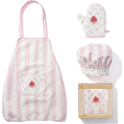 Tablier pour enfant avec toque de cuisinier - Ensemble de chef pour enfants - Tablier de cuisine avec poches, chapeau de cuisine, bande élastique, gants de cuisine motif étoilé, jeu de rôle (1/5)