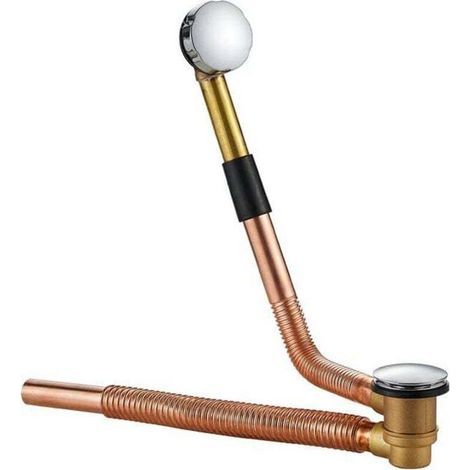 Drain de baignoire à câble complet avec siphon réglable, cuivre, régler et oublier (1/4)