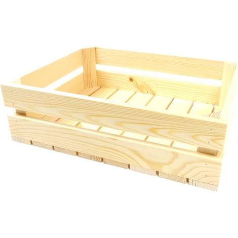 Caisse en bois vintage - 1 unité - Pin Scandinave - Rangement polyvalent et décoratif - Intérieur extérieur cuisine salon - 40x30x12 cm (1/3)