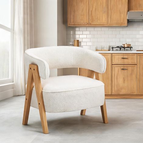 Fauteuil de salon weiß en polyester Stahl 70 x 64 x 71 cm (1/5)