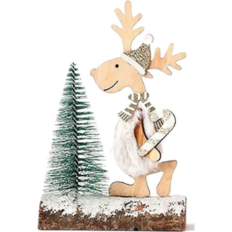 (Grauer Hut und weißes Hemd) Weihnachtsdekoration aus Zedernholz, Rentierfigur zur Schaufensterdekoration, Weihnachtsgeschenk (1/2)