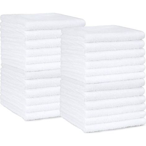 Packung mit 24 Reinigungstüchern aus 100 % Baumwolle für Bad/Kosmetiksalon, schnelltrocknend, mit Schwammstruktur, hohe Saugfähigkeit, 30 x 30 cm, weiß (1/5)