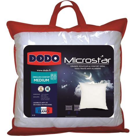 Lot de 2 oreillers microstar médium anti-acariens dodo 60 x 60 cm