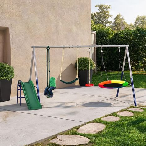 Portique de balançoire en acier HDPE 382 x 196 x 203 cm (1/5)