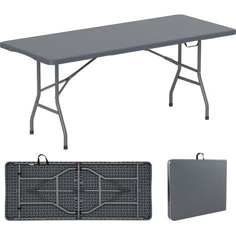 Klappbarer Campingtisch, 180 x 74 cm, Tischplatte aus HDPE, Metallbeine