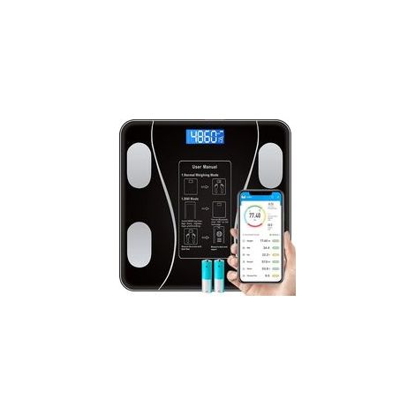 1 Körperfettwaage, Bluetooth + hintergrundbeleuchtetes LCD-Display, BMI-Waage mit 17 Funktionen für die Gesundheitsüberwachung zu Hause (1/5)