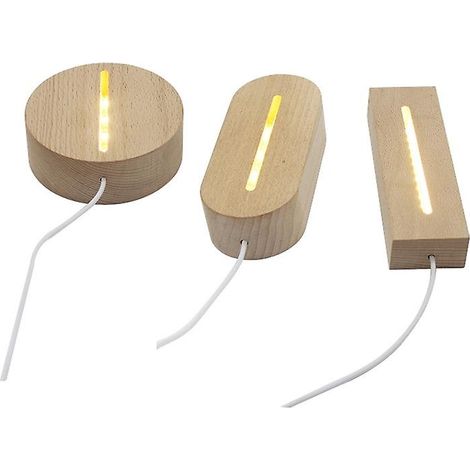 socles de veilleuse en bois de hêtre 3D, socle lumineux, veilleuse ovale RGB, socle en bois, ambiance (1/5)