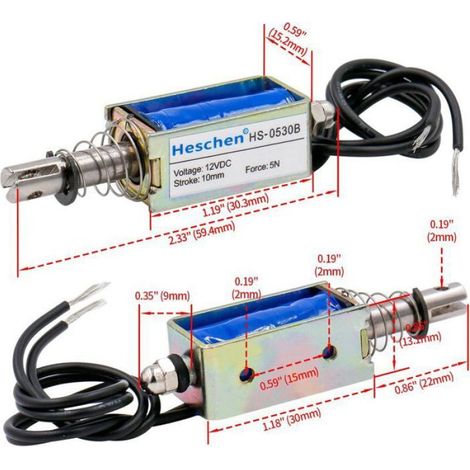 Électro-Aimant - DC12V - Push Pull - Course 10 mm - Force 5 N - Cadre Ouvert - 1 Pièce (1/5)