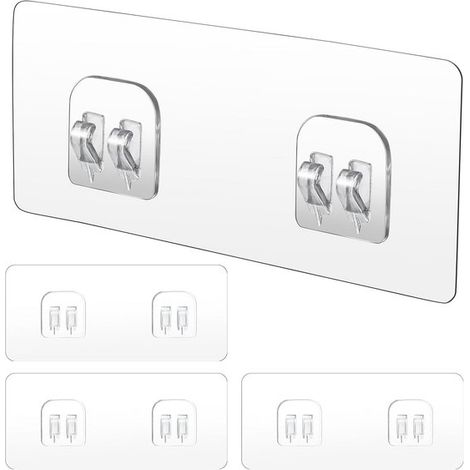 Ganchos autoadhesivos para estantes de ducha - Paquete de 4 ganchos con adhesivo fuerte, no requieren perforación, aptos para baños y cocinas. (1/5)