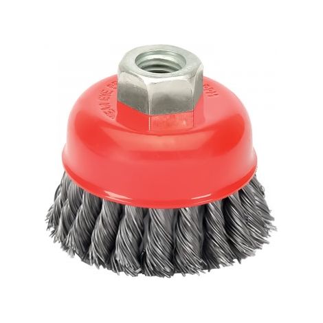 Geflochtene Topfbürste aus Stahl Ø 100 mm. Gewinde M14/Draht Ø 0,50 mm. (1/3)