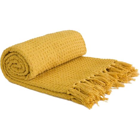 Emma Barclay Coperta in Cotone Riciclato a Nido d'Ape, Tinta Unita, per poltrone e divani, 70 x 100 cm (178 x 254 cm) (1/5)