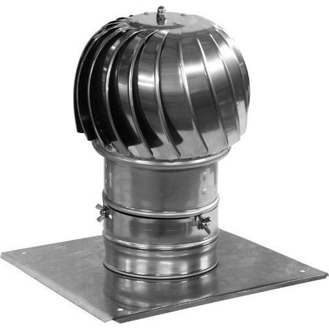 Toit de cheminée en acier inoxydable avec extracteur d'air de 130 mm de diamètre et plaque de toit supplémentaire (1/2)