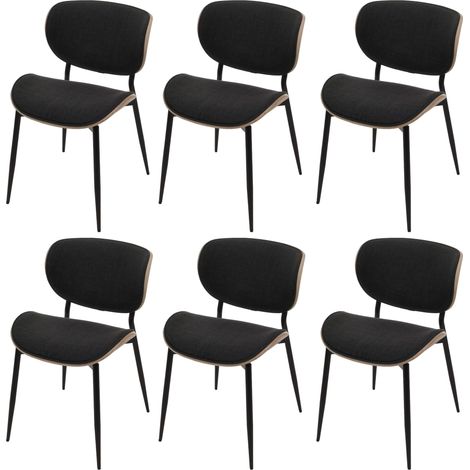Lot de 6 chaises de salle à manger HWC-O45 bois courbé tissu (370g/m2) ko-Tex MVG-certifié - naturel gris foncé (1/5)