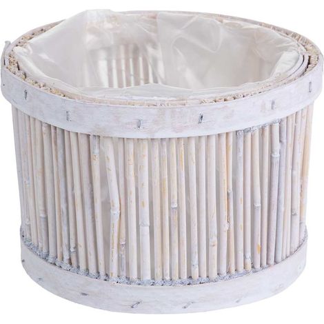 Cesto de bambú redondo blanco 15x15x10h cm (1/5)