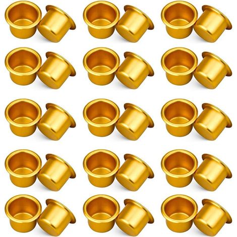 Bougeoir en Métal Lot de 30 Inserts de Bougies en Métal Bougies en Bâton Buse Bougeoir Créatif Bougies Rond Aluminium Insert pour Bougies Coniques（2.72.71.9cm） (1/4)
