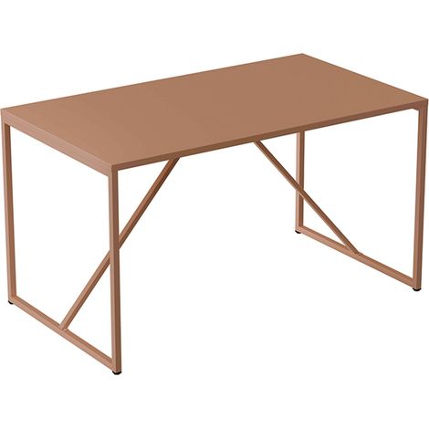 Table à manger rectangulaire 4 places en acier marron (1/5)