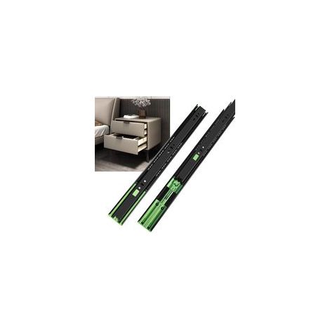 glissiere pour tiroir (2pcs), 35cm Glissières de tiroir à fermeture automatique douce, extension complète avec glissières à roulement à billes, coulisse tiroir 45kg de capacité