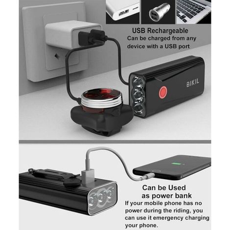Lampe de vélo - - Bikil - 2400 Lumens - 6400 mAh - Rechargeable USB