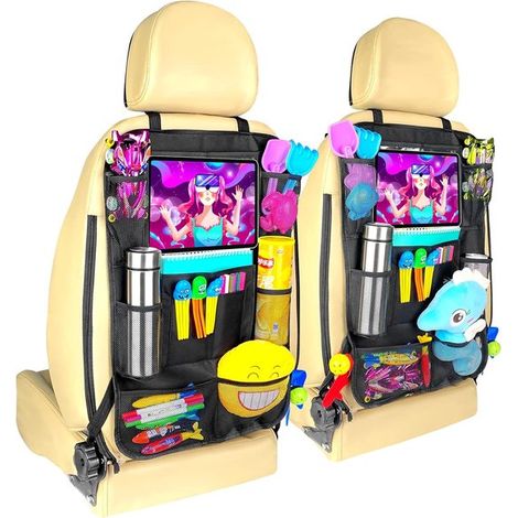 Protezione per lo schienale dell'auto, organizer multi-tasche, realizzato in tessuto Oxford, previene i calci dal sedile posteriore, ampio organizer per bambini sul sedile posteriore, 2 pezzi