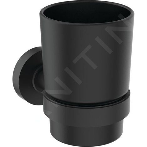 Ideal Standard IOM - Porte-brosse à dents et porte-dentifrice, verre satiné noir/noir soyeux A7928XG (1/3)