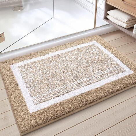 Tappetino da bagno antiscivolo, in morbida microfibra, assorbente e lavabile in lavatrice, 40 x 60 cm, color kaki. (1/5)