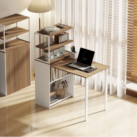 Escritorio plegable con estantería de madera 105 x 60 cm OKMYHOME (1/4)