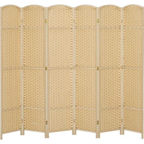 Raumteiler aus Holz mit 6 Elementen, 240 x 170 cm, faltbar, für Wohnzimmer und Schlafzimmer, Naturfinish (1/5)