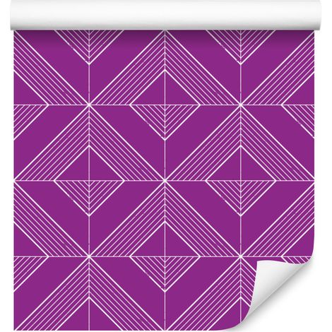 Papel pintado con rombos geométricos morados, centro morado, 50x1000 cm. (1/5)