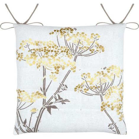 Cuscino per sedia ORANA 38x38 cm bianco con fiori dorati