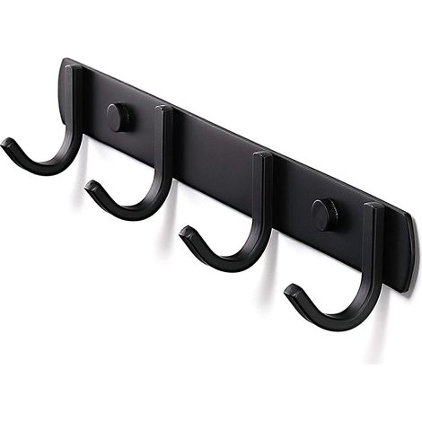 Wandgarderobe, Designer-Garderobenhaken aus Edelstahl, robuste Haken für Badezimmer, Schlafzimmer oder Büro, Schwarz (4 Haken)