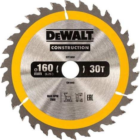 Hoja para construcción, 160 x 20 mm, 30T (AC) DeWalt DT1932-QZ