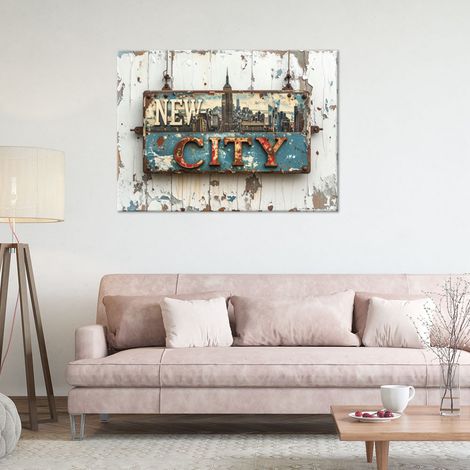 Wandbild New York Schild Vintage 100x70