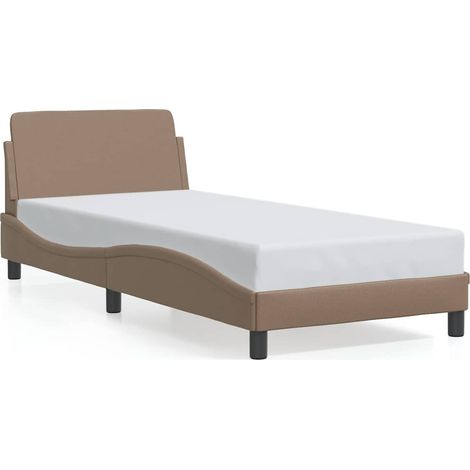 Lit Adulte Lit Simple Cadre de lit - cappuccino 90x190 cm similicuir fr27306 (1/5)