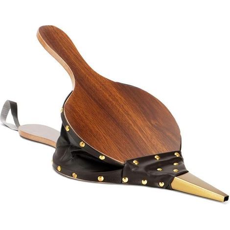 Soufflet de cheminée en bois 42 cm Soufflet de feu Allume-feu rapide Souffleur d'air Soufflet en bois Soufflet à main Air Pear avec cordon Grill BBQ et camping (1/4)