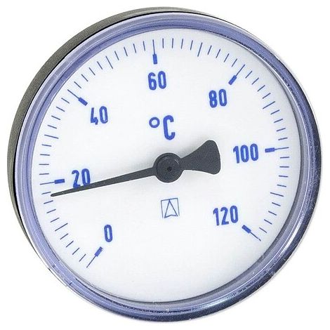 AFRISO Bimetall-Thermometer - Gehäuse ABS-Kunststoff schwarz (Ø 63 mm), 1/2'' x 40 mm, Skala 0-120 °C, BLAU (1/2)