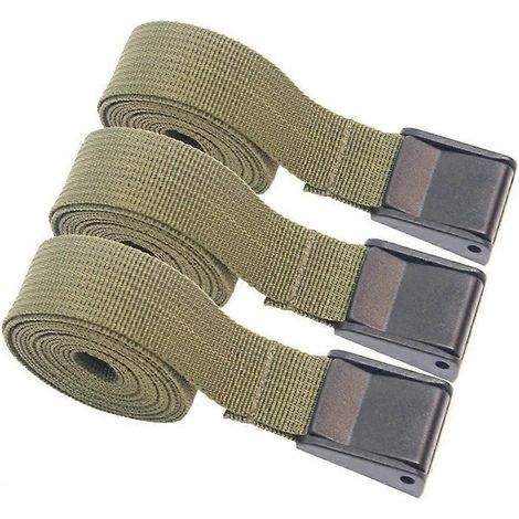 Lot de 3 sangles d'arrimage pratiques pour le chargement et le camping, résistantes et durables.-100.00X2.50X1.00CM-Olive Green (1/3)