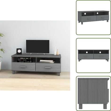Mueble decorativo - vidaXL Mueble de TV HAMAR madera maciza pino gris oscuro 106x40x40 cm - Mueble de almacenamiento