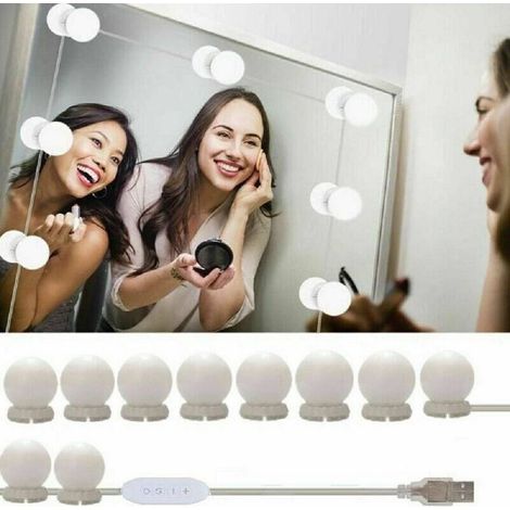 Kit 10 Pezzi Lampadine Luci Led Rotondi Per Specchio Trucco Make Up Bagno