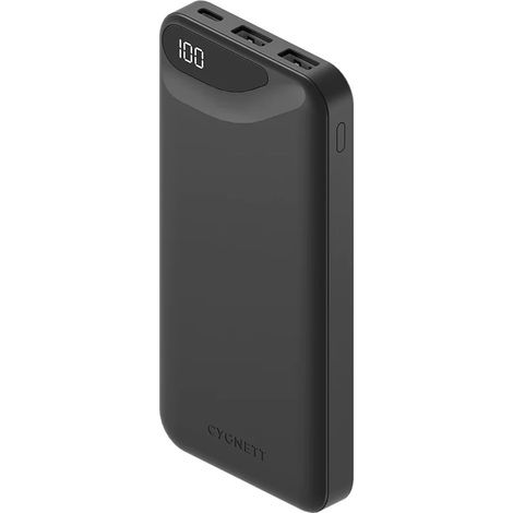 POWER BANK 10000MAH BLACK 3 DEVICE 1 USB-C 2 USB-A DISPLAY CYGNETT