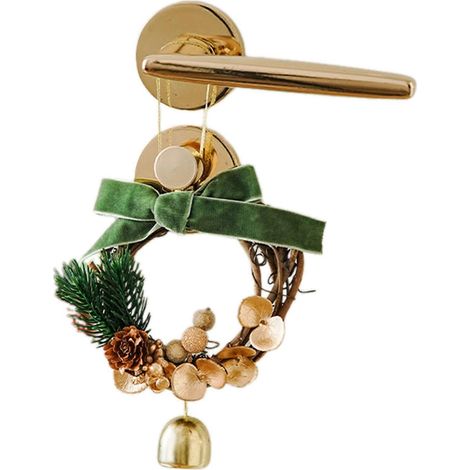 Pendentif élégant en velours avec nœud papillon et clochettes en forme de pomme de pin - Charmant petit ornement pour sapin de Noël et décoration de maison pour les fêtes. (1/5)