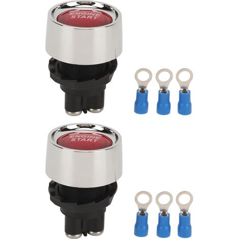 Interrupteur d'allumage de démarrage du moteur DC12V 50A démarreur à bouton-poussoir pour camping-cars Yachts bateaux voitures de course camions rouge. (1/5)